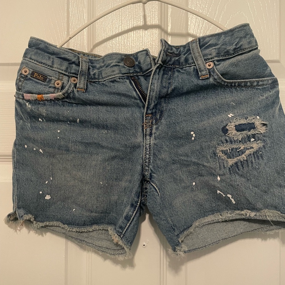 Polo by Ralph Lauren Denim Distressed Girls Shorts - Blue